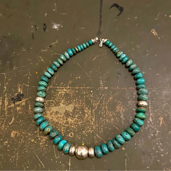 Hand Crafted Jewelry - Hand Crafted Unique Earth “One of a Kind” Turquois& Sterling Silver Choker